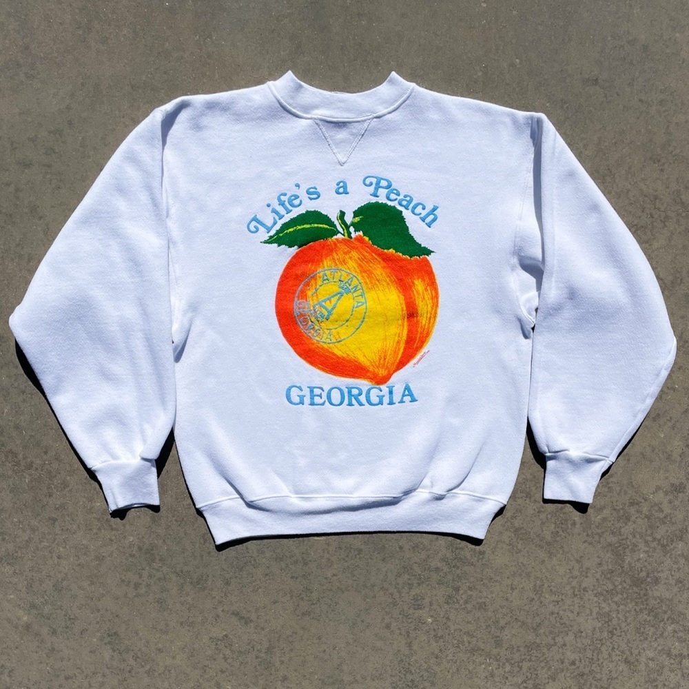 Vtg 90s Georgia Lifes A Peach Crewneck Sweatshirt M